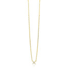 ZINZI gold plated zilveren ketting met bloem bezet met vier druppelvormige witte zirconia's 42-45cm ZIC2624