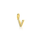 ZINZI gold plated zilveren letter hanger V bezet met witte zirkonia's ZIH2828-V (zonder ketting)