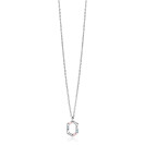 ZINZI zilveren ketting met zeshoekige hanger (18mm) bezet met witte, roze en lichtblauwe kleurstenen 42-45cm ZIC2868