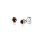 JANUARI oorknoppen 4mm zilver met geboortesteen rood granaat zirconia
