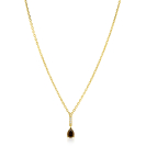 ZINZI goldplated zilveren ketting 45cm met bruine druppelvormige kleursteen ZIC2804