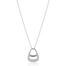 ZINZI zilveren ketting 45cm met stijlvolle dubbele hanger, bezet met witte zirconia's ZIC2806