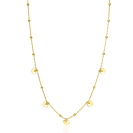 ZINZI gold plated zilveren ankerketting met kleine bolletjes en vijf gladde hartjes 42-45cm ZIC2531G
