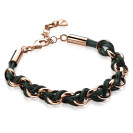 ZINZI zilveren jasseron armband rosé verguld groen koord 18,5-21cm ZIA1035RG
