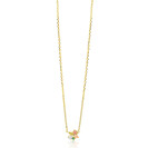 ZINZI gold plated zilveren ketting met speelse hanger (8mm) bezet met een mooie combinatie van bruine, groene en witte kleurstenen in verschillende slijpvormen 42-45cm ZIC2867