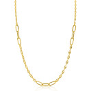 ZINZI gold plated zilveren marine schakel ketting, gecombineerd met grotere ovale schakels 42-45cm ZIC2413G