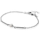ZINZI zilveren schakel armband met twee glanzende staafjes en witte zoetwaterparel 17-20cm ZIA-BF108