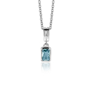 17mm ZINZI zilveren rechthoekige hanger bezet met een petrol blauwe kleursteen ZIH2614 (zonder collier)