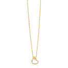ZINZI gold plated zilveren ketting met twee sierlijke harten die met elkaar verbonden zijn, ook bezet met witte zirkonia's 42-45cm ZIC2874Y