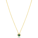 ZINZI goldplated zilveren ketting 45cm met smaragdgroene kleursteen in entourage zetting ZIC2697G
