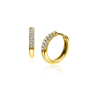ZINZI gold plated zilveren oorringen  14 x 3mm witte zirconia's ZIO660G