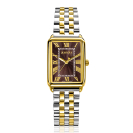 ZINZI Elegance horloge 28mm bruine wijzerplaat en rechthoekige kast stalen bicolor schakelband Japans uurwerk ZIW1936
