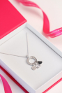 Cadeauset 'Wisselhangers'. Zilveren ketting 45cm met ronde sluiting (ZIH2060+ZILC-B45) + drie zilveren hangers hart (ZIH2065), ster (ZIH2066) en witte zirconia (ZIH2073). Cadeauset2