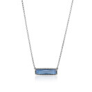 ZINZI zilveren fantasie collier met grote rechthoekige kleursteen blauw 42-45cm ZIC-BF54
