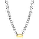 ZINZI zilveren brede gourmet ketting 42cm met ovale sluitring in 14K geel verguld ZIC2378