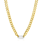 ZINZI gold plated zilveren brede gourmet ketting 42cm met zilveren ovale sluitring ZIC2378G