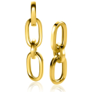 ZINZI gold plated zilveren oorbedels drie paperclip schakels 35mm ZICH2351G (zonder oorringen)