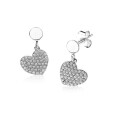 ZINZI zilveren oorsieraden bungelend hart wit ZIO1696
