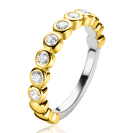 ZINZI gold plated zilveren aanschuifring met ronde witte zirconia's ZIR1311Y