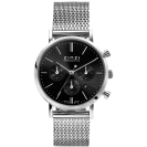 ZINZI horloge CHRONOGRAPH 34mm zwarte wijzerplaat met datum en chronometers, stalen kast, stalen mesh band 18mm ZIW1501
