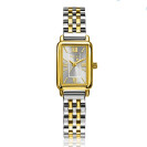 ZINZI Small Elegance bicolor horloge zilverkleurige sunray wijzerplaat en rechthoekige kast stalen bicolor schakelband 22mm extra dun ZIW2833
