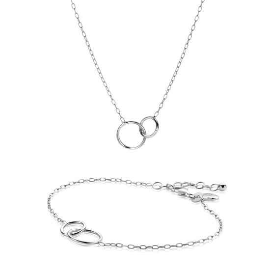 Giftset: Zilveren armband met bijpassende zilveren ketting 'Verbondenheid'. Een complete look in één giftset GIFTSET2275