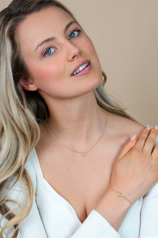 Giftset: Gold plated zilveren armband met bijpassende gold plated zilveren ketting. Een complete look in één giftset GIFTSET1420G