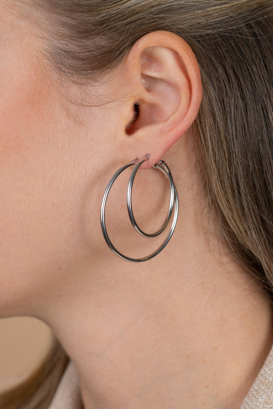 Xmas Giftset: Twee paar grote zilveren oorringen, perfect op elkaar afgestemd in één feestelijke set (ZIO435 en ZIO436) GIFTSET13