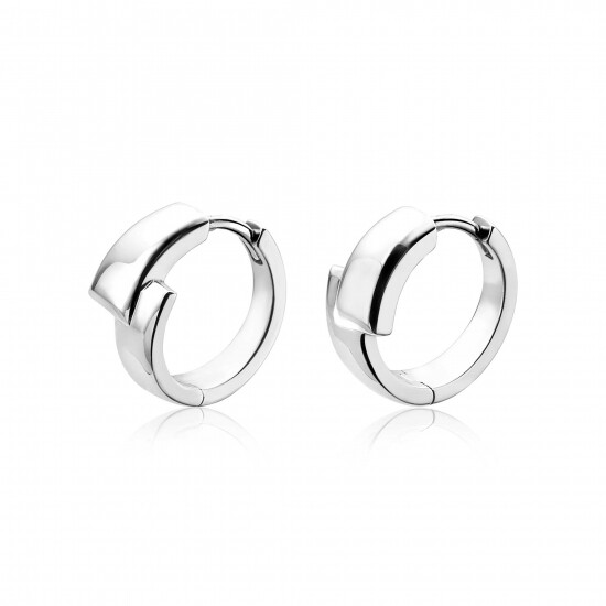 Mart Visser by ZINZI zilveren strakke oorsieraden glad 17 x 8mm MVO16