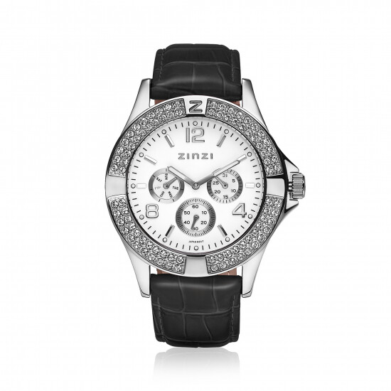 ZINZI Watch witte plaat zwarte band UNO6