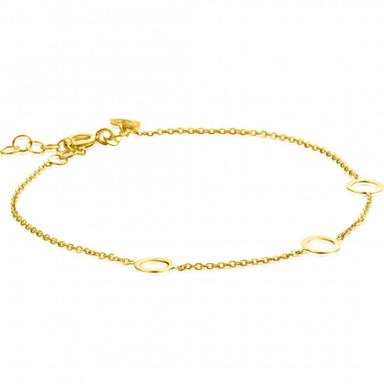 ZINZI Gold 14 krt gouden armband met subtiele jasseron schakels en drie open rondjes 6,5mm breed 18-20cm ZGA445
