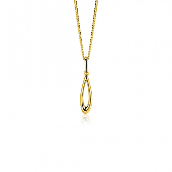 21mm ZINZI Gold 14 krt gouden hanger met open peervorm ZGH541 (zonder collier)