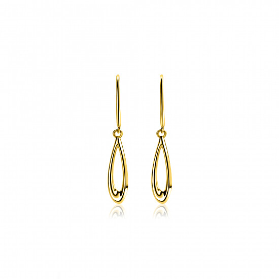 25mm ZINZI Gold 14 krt gouden oorhangers met open peervorm ZGO541