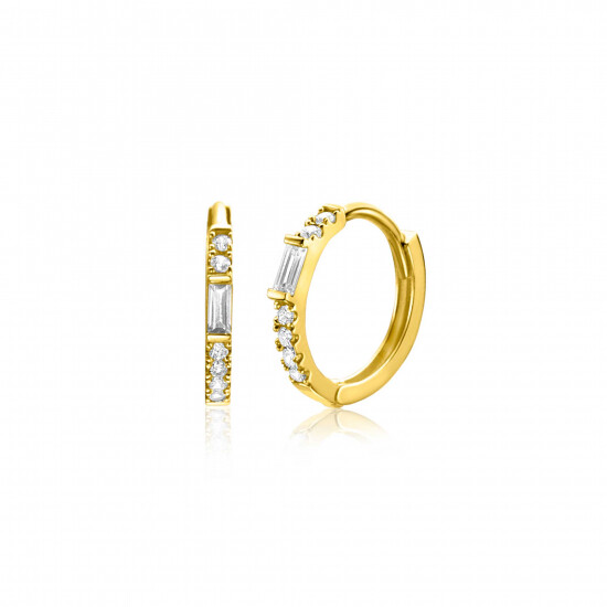 13,5mm ZINZI Gold 14 krt gouden oorringen bezet met witte zirconia's, luxe klapsluiting 13,5 x 1,5mm ZGO403