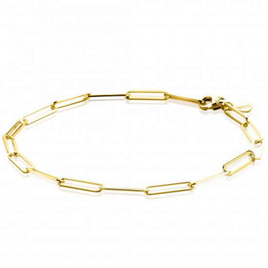 ZINZI Gold 14 krt gouden armband met trendy paperclip/closed for ever schakels 3mm breed, lengte 19cm ZGA386