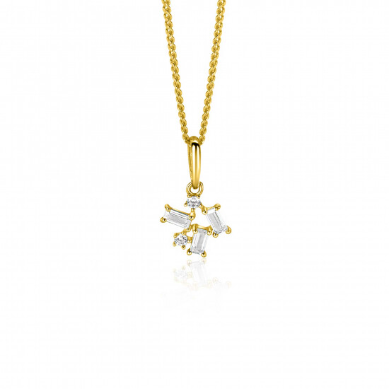 13mm ZINZI Gold 14 krt gouden fantasie hanger met rechthoekige en ronde zirkonia's ZGH511 (zonder collier)