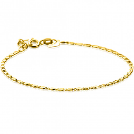 ZINZI Gold 14 karaat gouden massieve armband met glanzende fantasie plaatjes 1,7mm breed 17-19cm ZGA497
