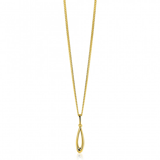 21mm ZINZI Gold 14 krt gouden hanger met open peervorm ZGH541 (zonder collier)