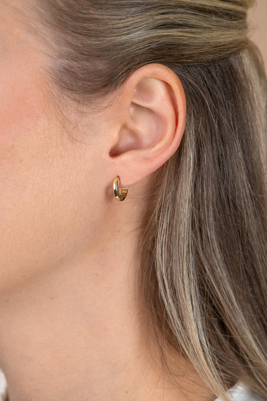 12mm ZINZI Gold 14 krt gouden oorringen met luxe klapsluiting 3mm brede buis ZGO567
