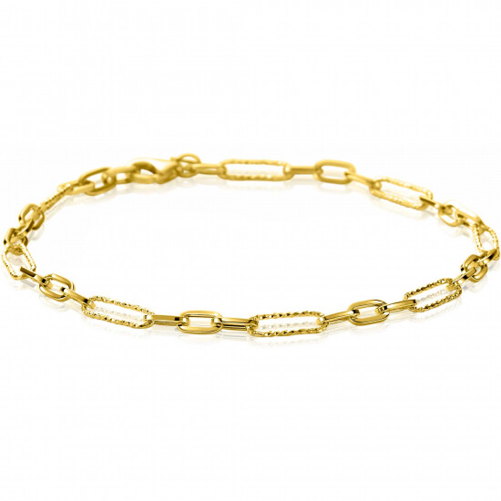 ZINZI Gold 14 karaat gouden armband met bewerkte paperclip-schakels en ovale schakels van 3,5mm breed 19cm ZGA494
