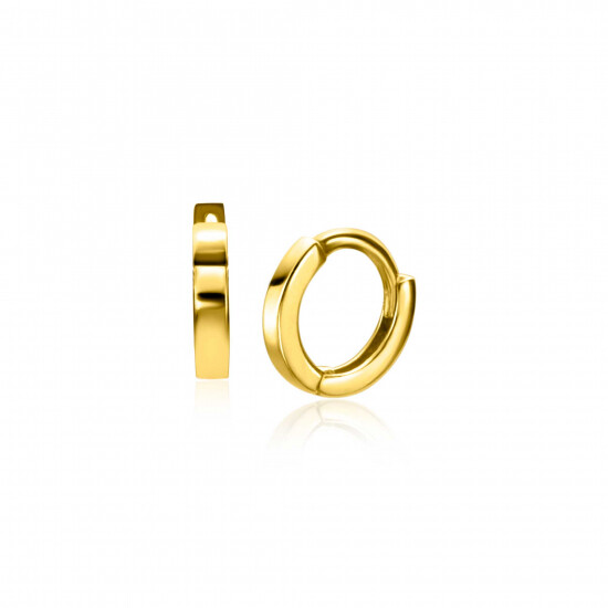8mm ZINZI Gold 14 krt gouden oorringen met luxe klapsluiting 8mm x 1,3mm vierkante buis ZGO410