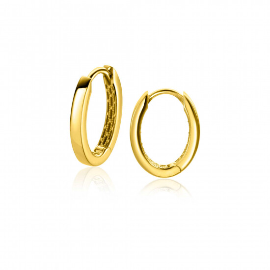 15mm ZINZI Gold 14 krt gouden ovale oorringen met luxe klapsluiting 15mm x 2mm vierkante buis ZGO322
