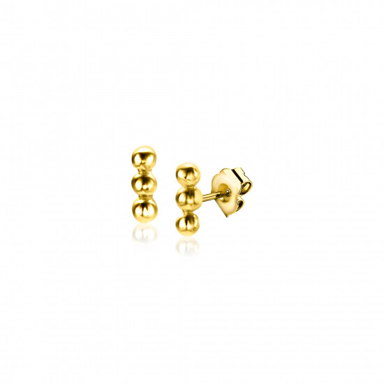 4mm ZINZI Gold 14 krt gouden oorknoppen met drie bolletjes ZGO414