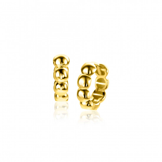 11mm ZINZI Gold 14 krt gouden oorringen met bolletjes design met luxe klapsluiting 11mm x 3,3mm buis ZGO431