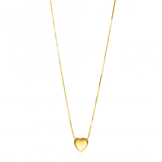 ZINZI Gold 14 krt gouden venetiaanse ketting 45cm met sierlijk glad hartje van 7mm ZGC486