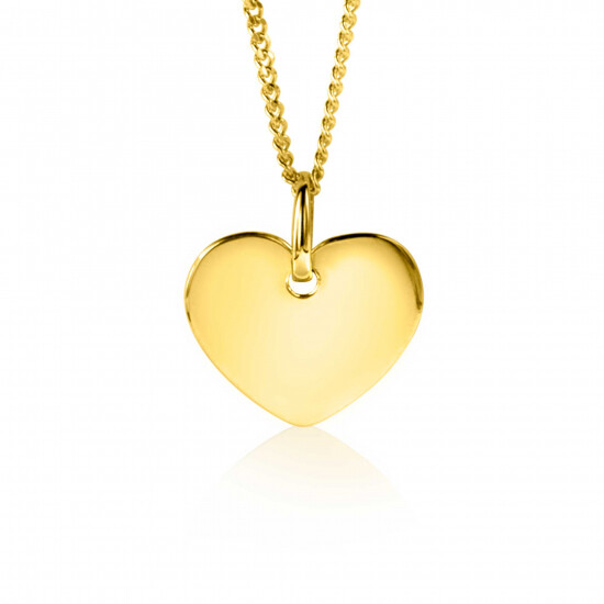 12mm ZINZI Gold 14 krt gouden hanger met trendy glanzend hartje van 12mm ZGH396-12 (zonder collier)