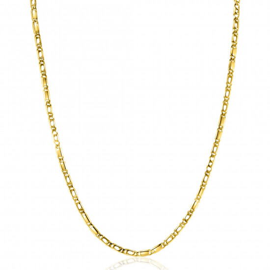 ZINZI Gold 14 karaat gouden massieve ketting met valkenoog schakels en glimmende plaatjes 2,6mm breed 41-43cm ZGC499
