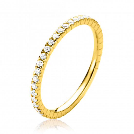 ZINZI Gold 14 krt gouden ring 1,7mm breed met 40 witte zirconia's gezet in railzetting ZGR373