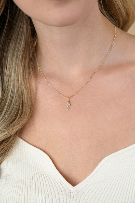 17mm ZINZI Gold 14 krt gouden hanger met ronde zettingen bezet met witte zirkonia's ZGH513 (zonder collier)