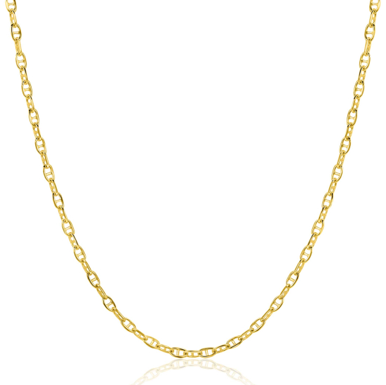 ZINZI Gold 14 karaat gouden massieve marine schakelketting 45cm 2mm breed ZGC577